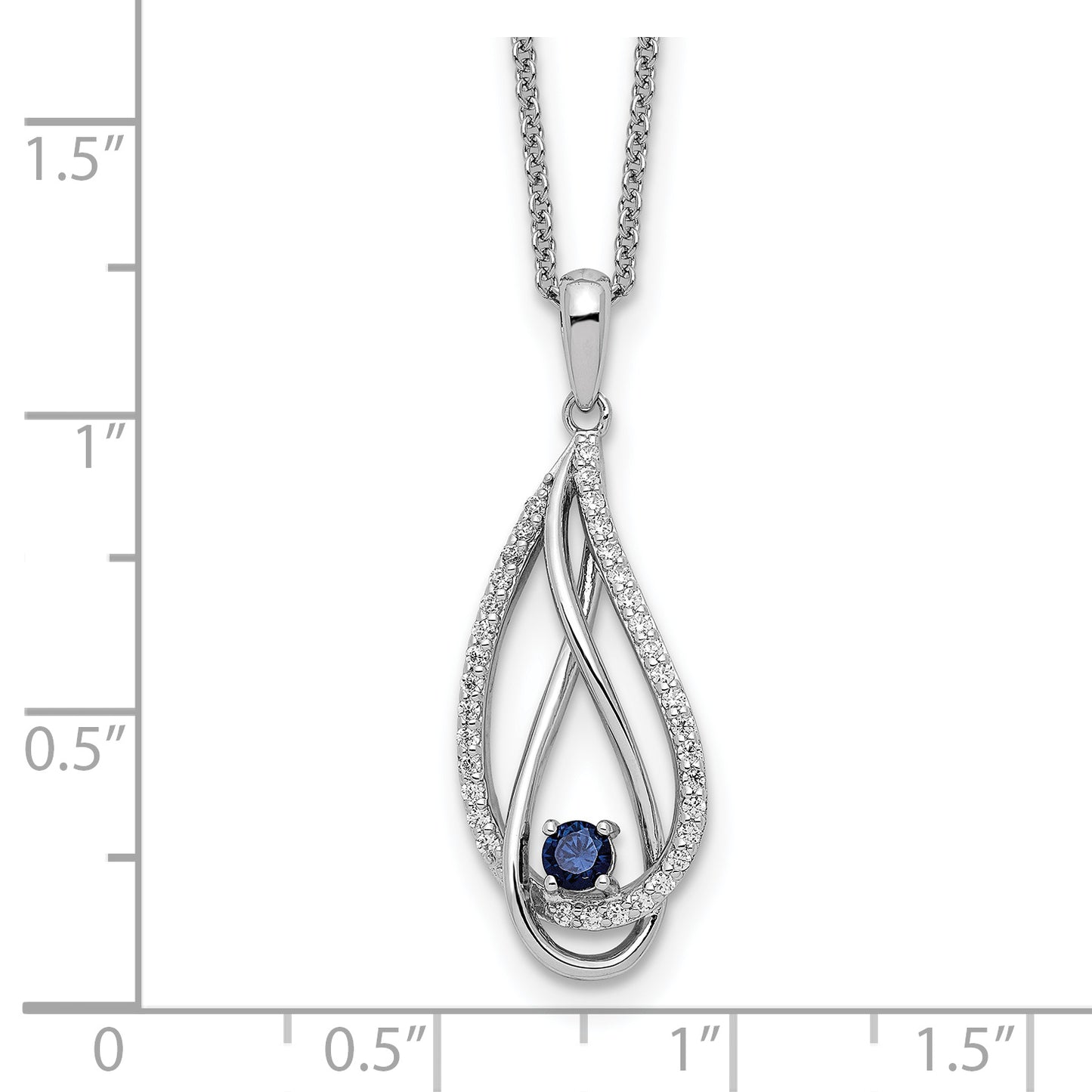 Sterling Silver Sep CZ Always in my Heart Birthstone 18in Necklace