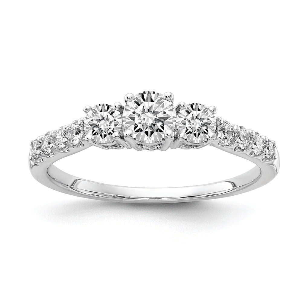 14K White Gold Lab Grown Dia SI1/SI2, G H I, 3-Stone Comp Eng Ring