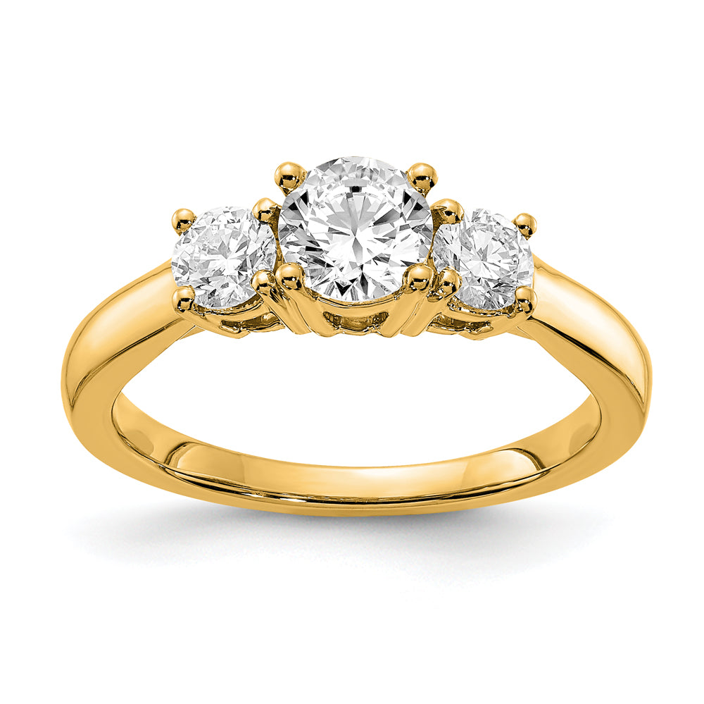 14k Yellow Lab Grown Diamond SI1/SI2, G H I, 3-Stone Engagement Ring