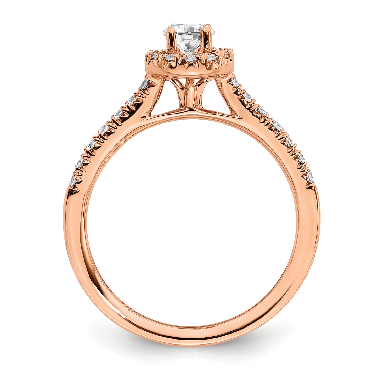 14K Rose Gold Eternal Lab Grown Diamond Halo Complete Bridal Ring