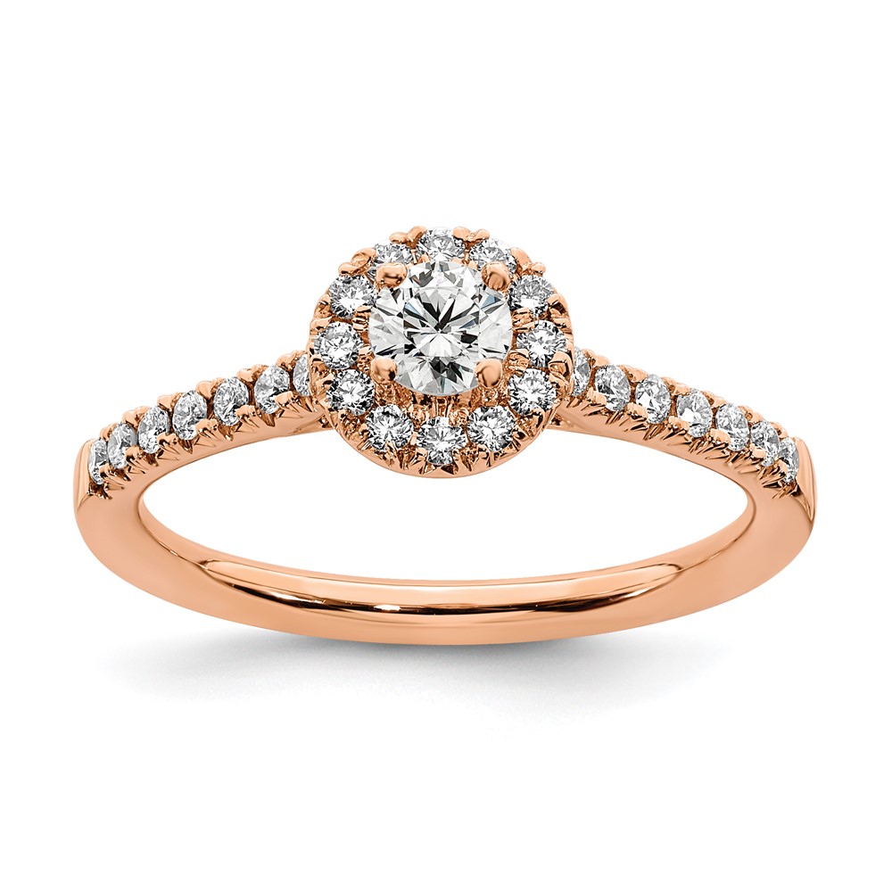 14K Rose Gold Eternal Lab Grown Diamond Halo Complete Bridal Ring
