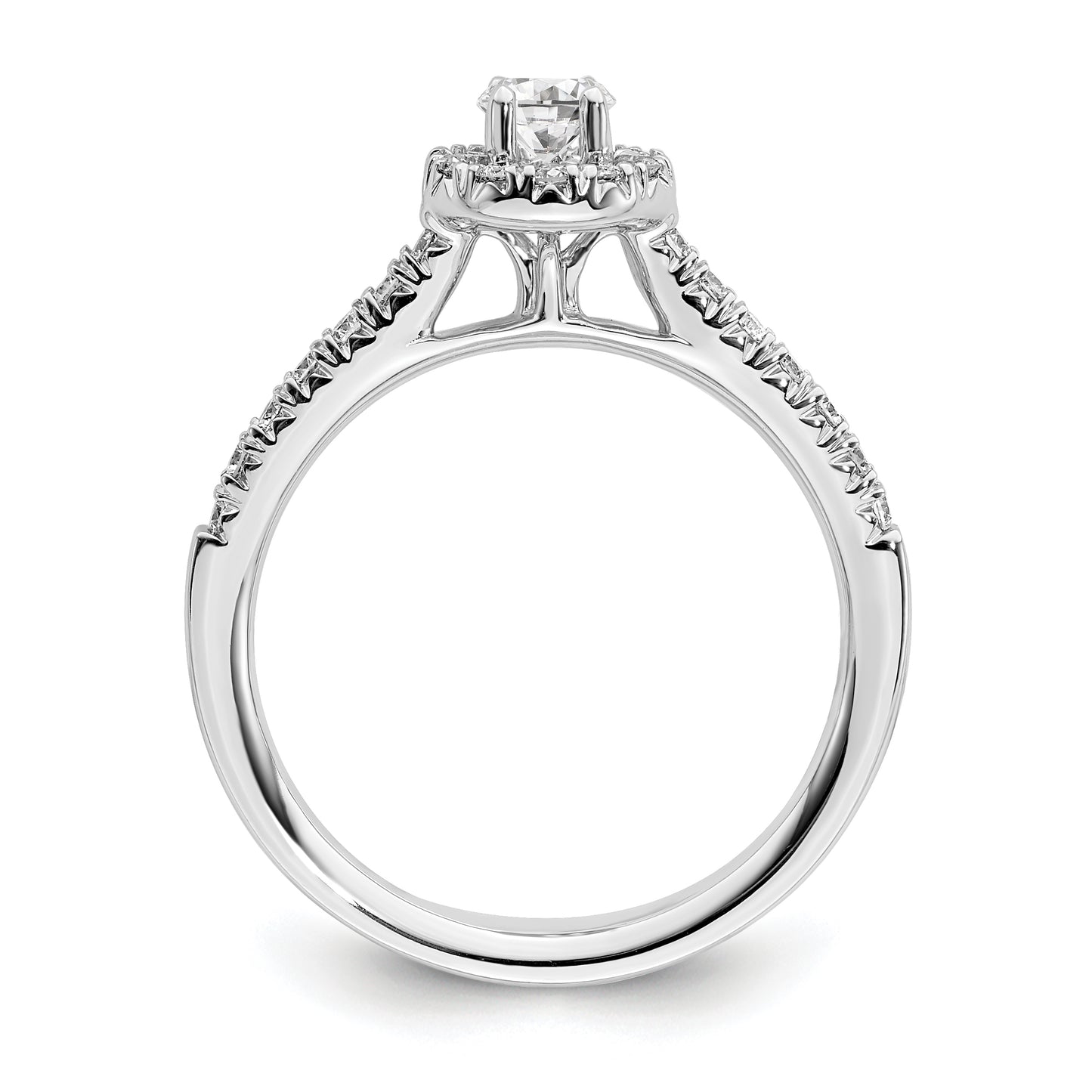 14K White Gold Eternal Lab Grown Diamond Halo Complete Bridal Ring