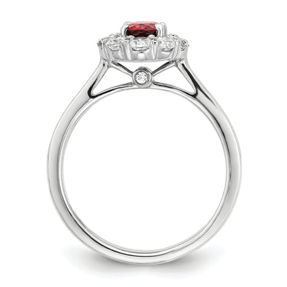 14K White Gold Lab Grown Diamond & Cr. Oval Ruby Fashion Ring