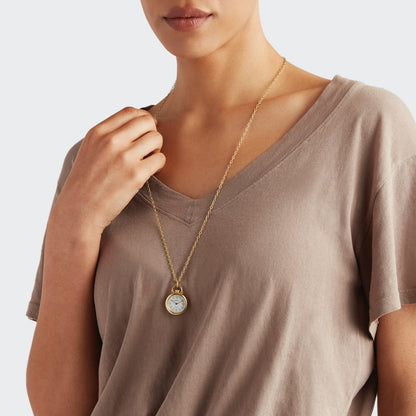 24MM RUNWELL WATCH PENDANT NECKLACE | Gold