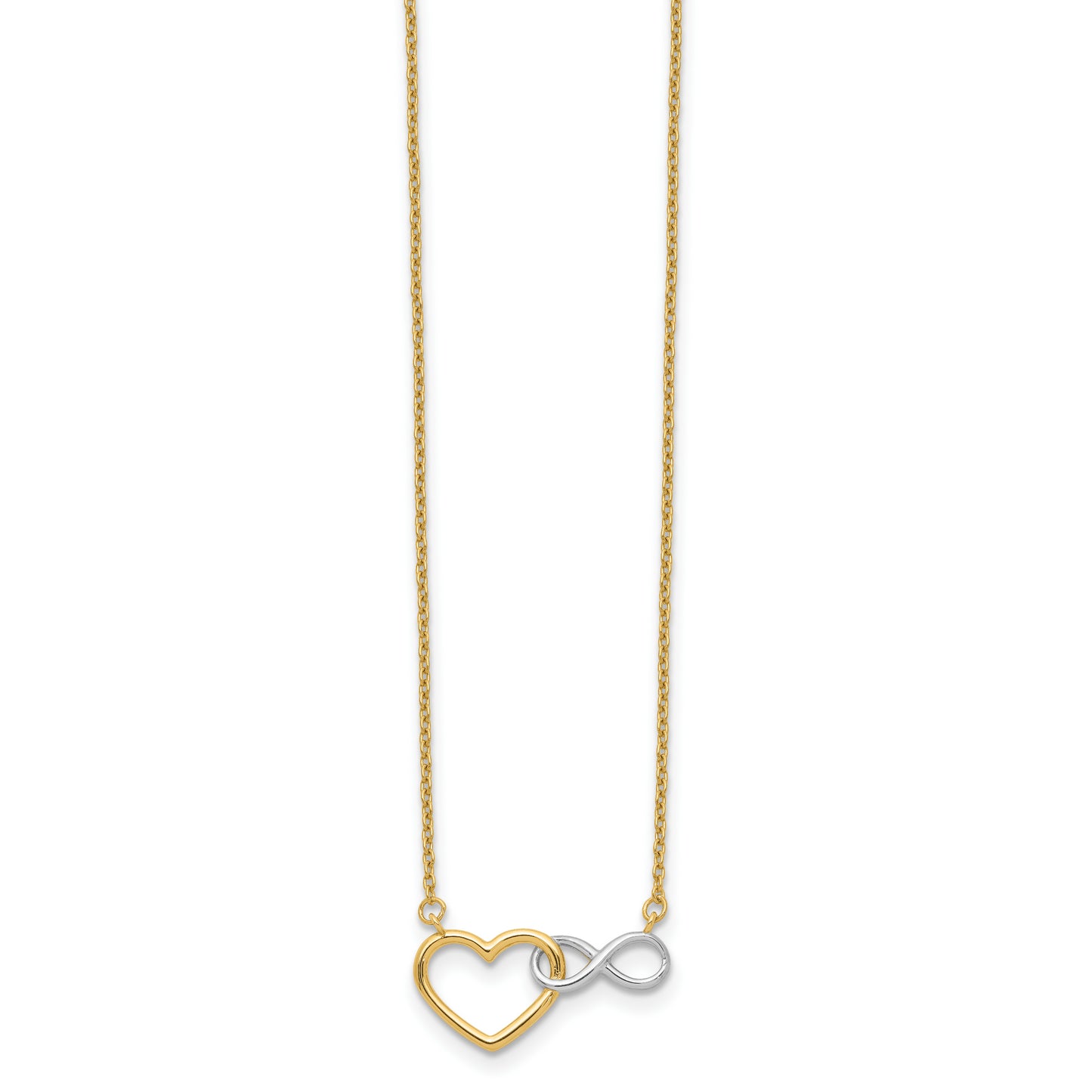 14KY & White Rhodium Heart with Infinity Symbol Necklace