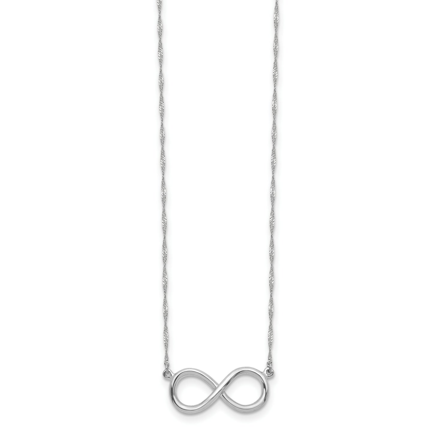 14K White Polished Infinity Necklace