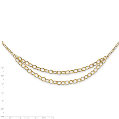 14K Polished & Textured Fancy Link Layered Necklace