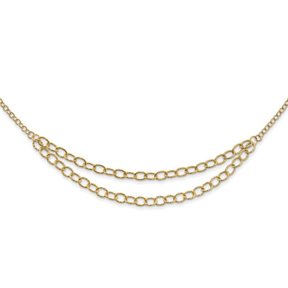 14K Polished & Textured Fancy Link Layered Necklace