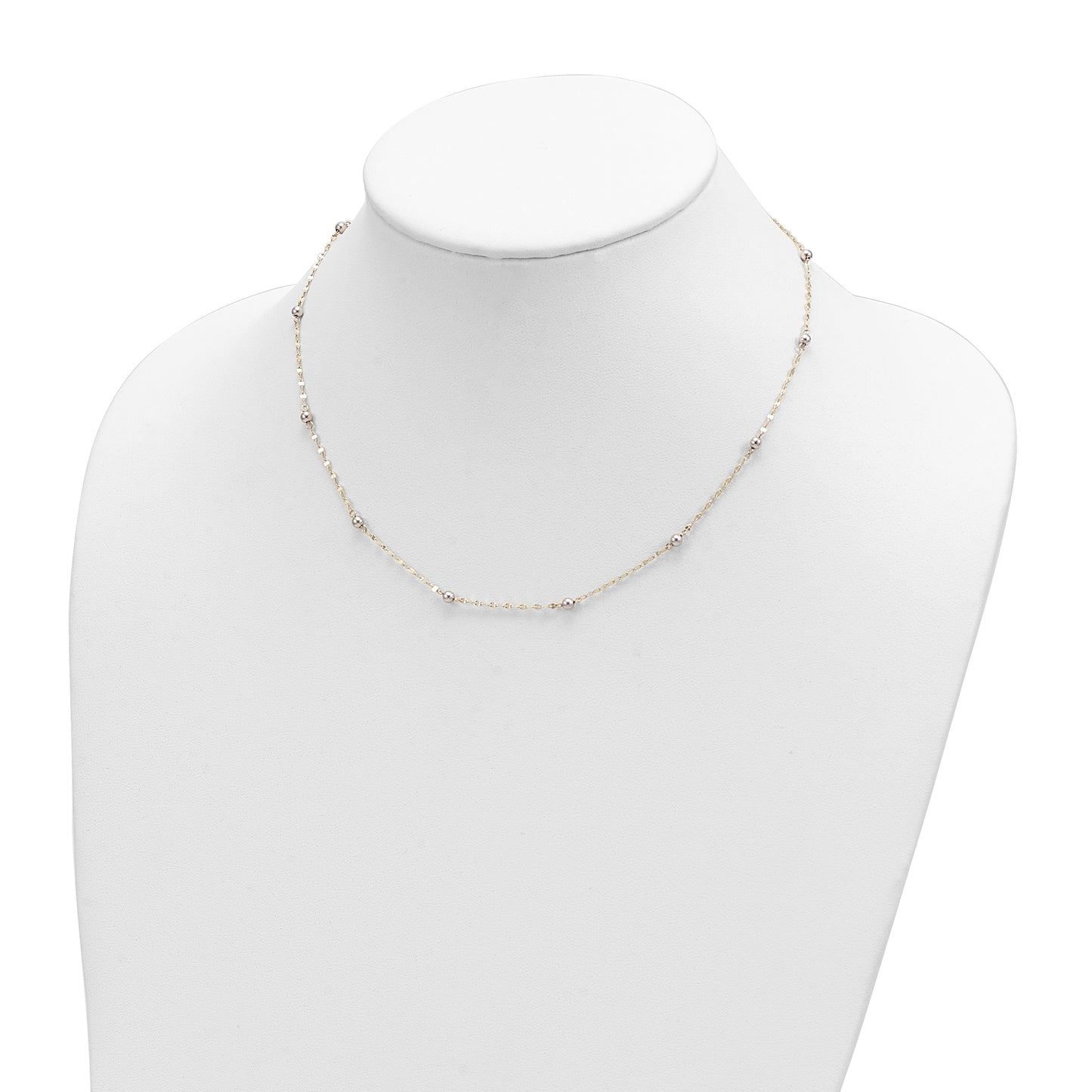 14K Two Tone Polished Bead Fancy Necklace