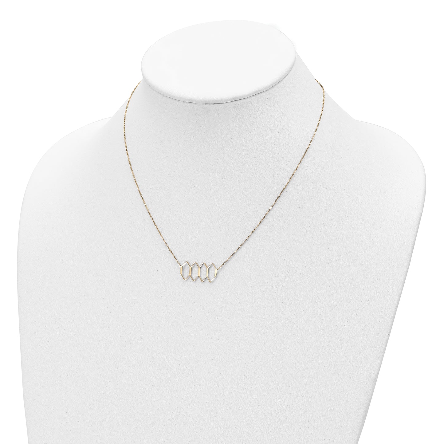 14K Polished Fancy Shapes w/2 in ext. Necklace