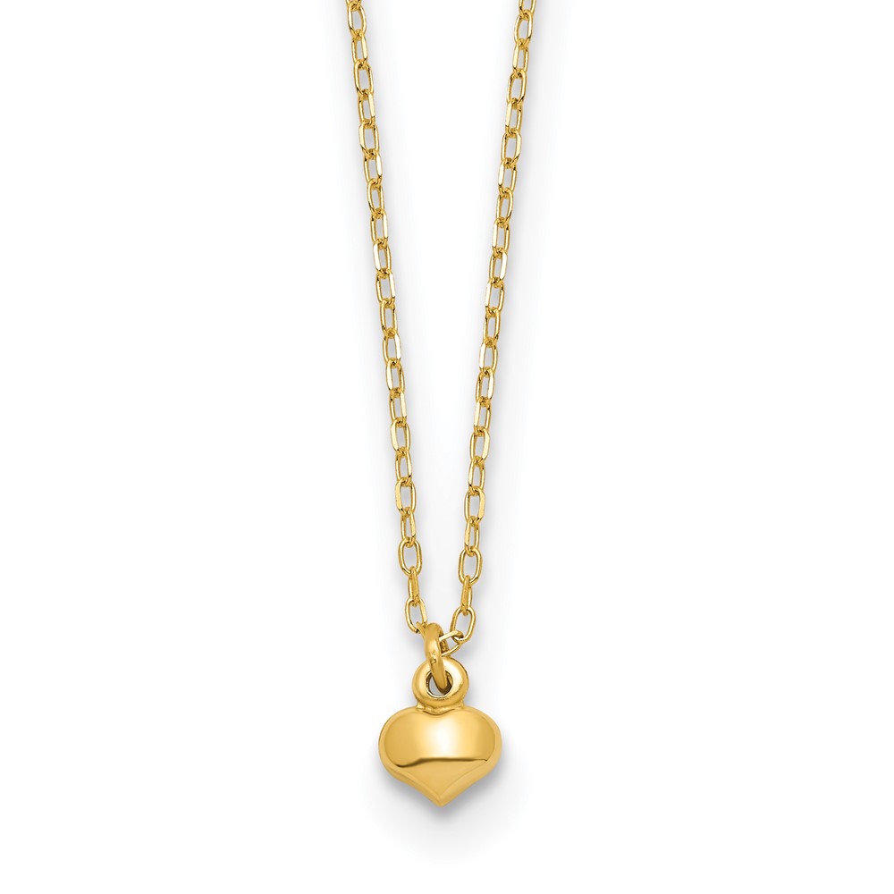 14k Polished Puffed Heart 16.5 inch Necklace