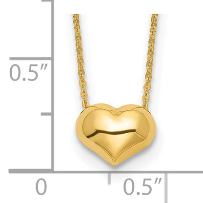 14k Polished Puffed Heart 16.5 inch Necklace