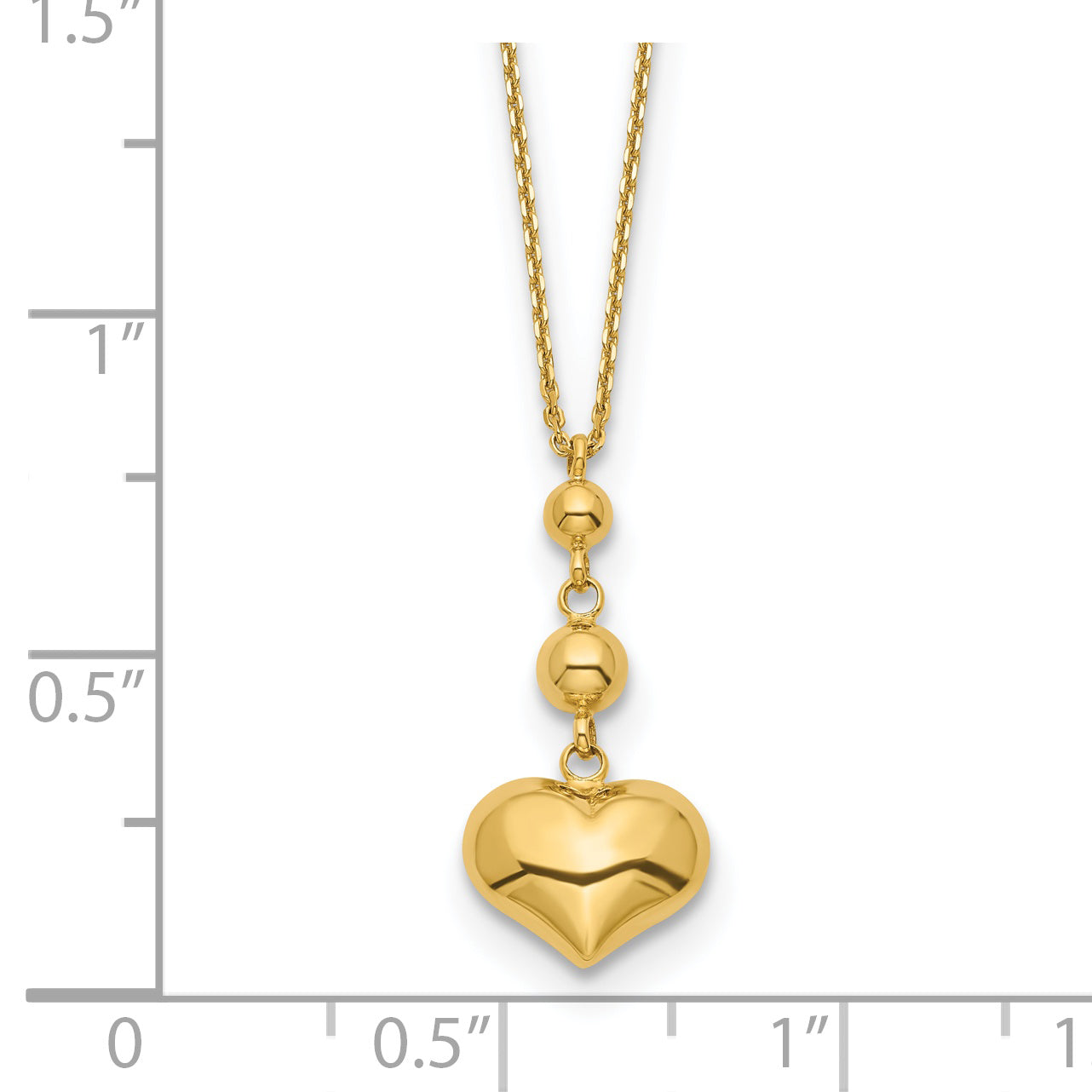 14k Heart with Bead w/2 IN EXT Necklace