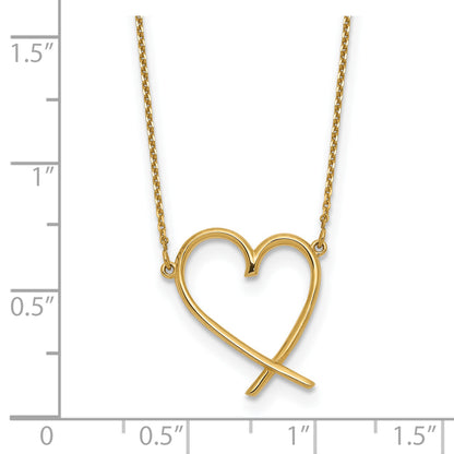 14K Polished Open Heart w/2 in ext. Necklace