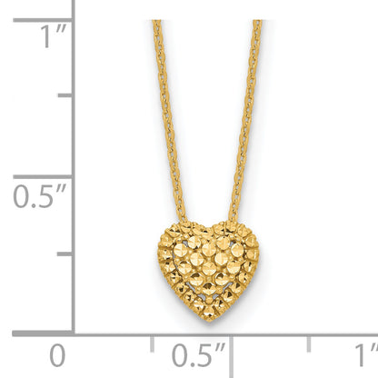 14k Diamond-cut Heart Slide Necklace