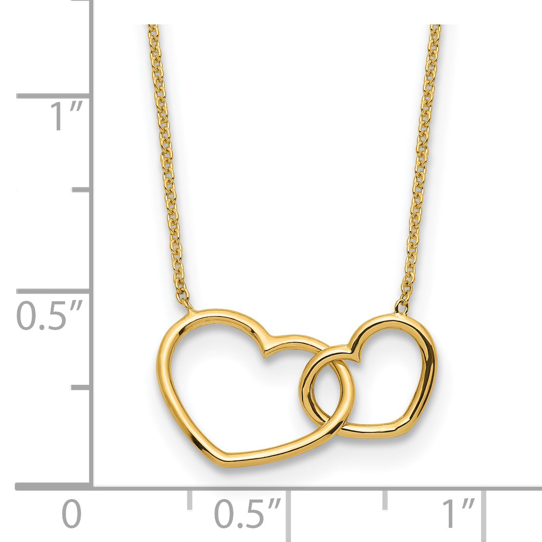 14K Polished Double Heart Necklace