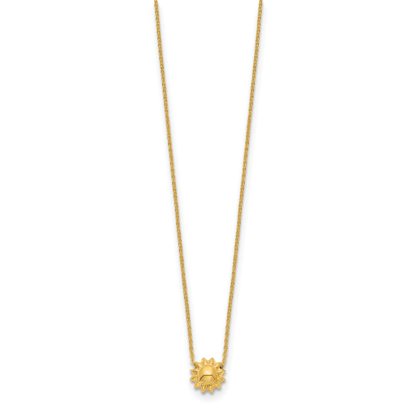 14k Polished Puffed Sun 16.5in Necklace