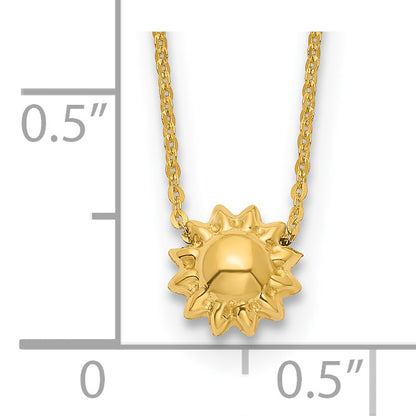14k Polished Puffed Sun 16.5in Necklace