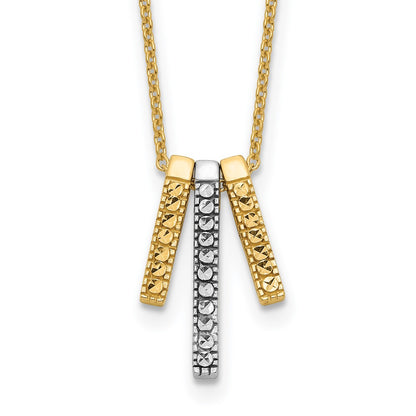 14K Two-tone Polished D/C Bars 17in Necklace