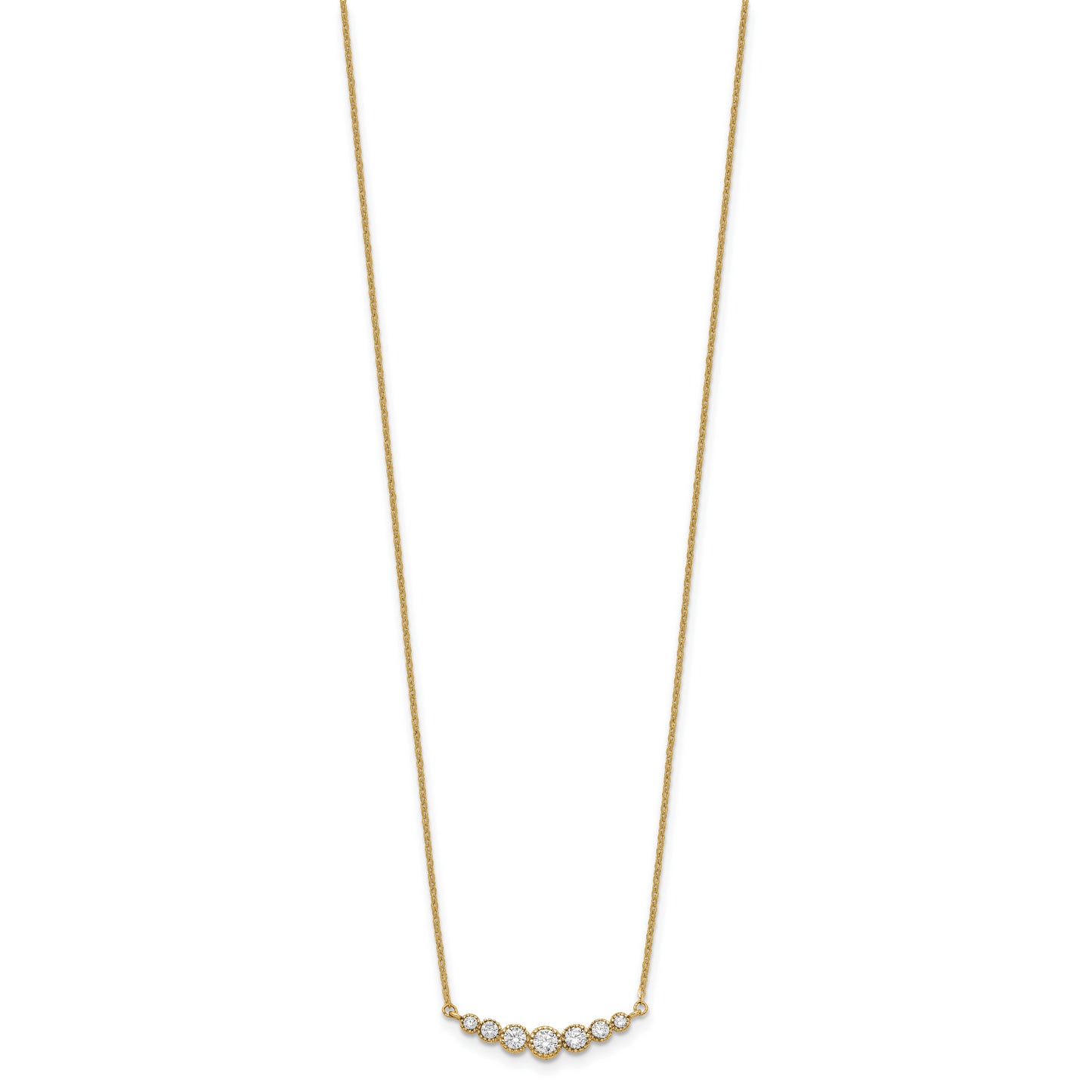 14K Polished Graduated Round CZ 17in Necklace
