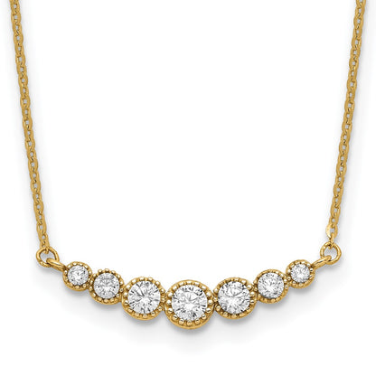 14K Polished Graduated Round CZ 17in Necklace