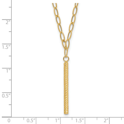 14K Polished Oval Link D/C Bar Necklace