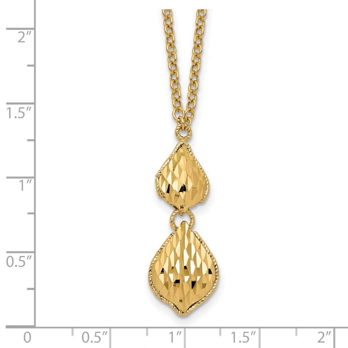 14k Fancy Diamond-cut Y Drop 17in w/1in Ext. Necklace
