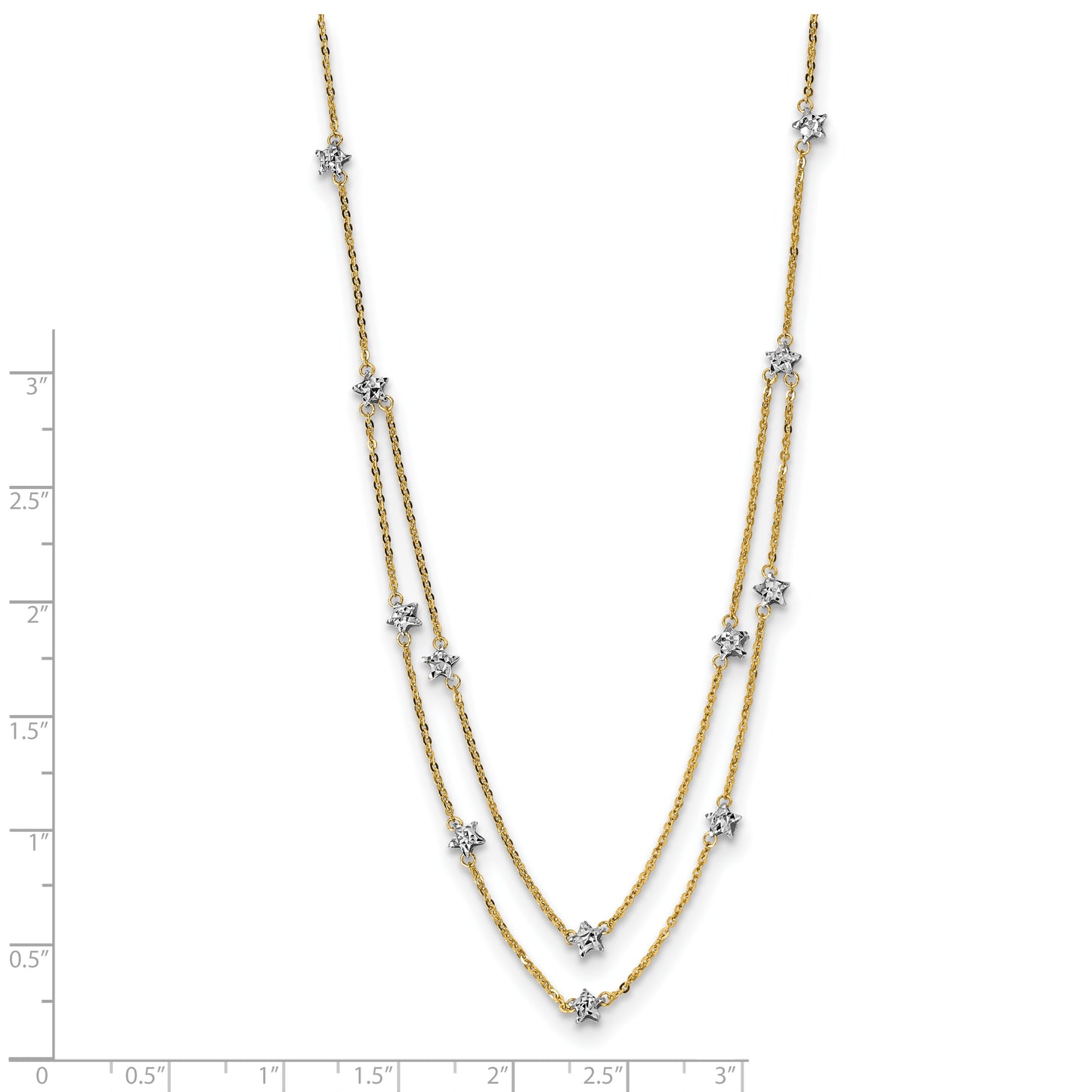14K Two Tone Double Chain Star Necklace