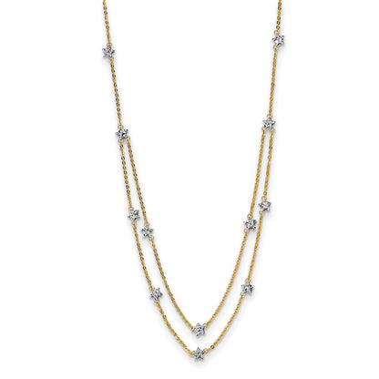14K Two Tone Double Chain Star Necklace