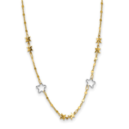 14K Two-tone Polished Star Necklace