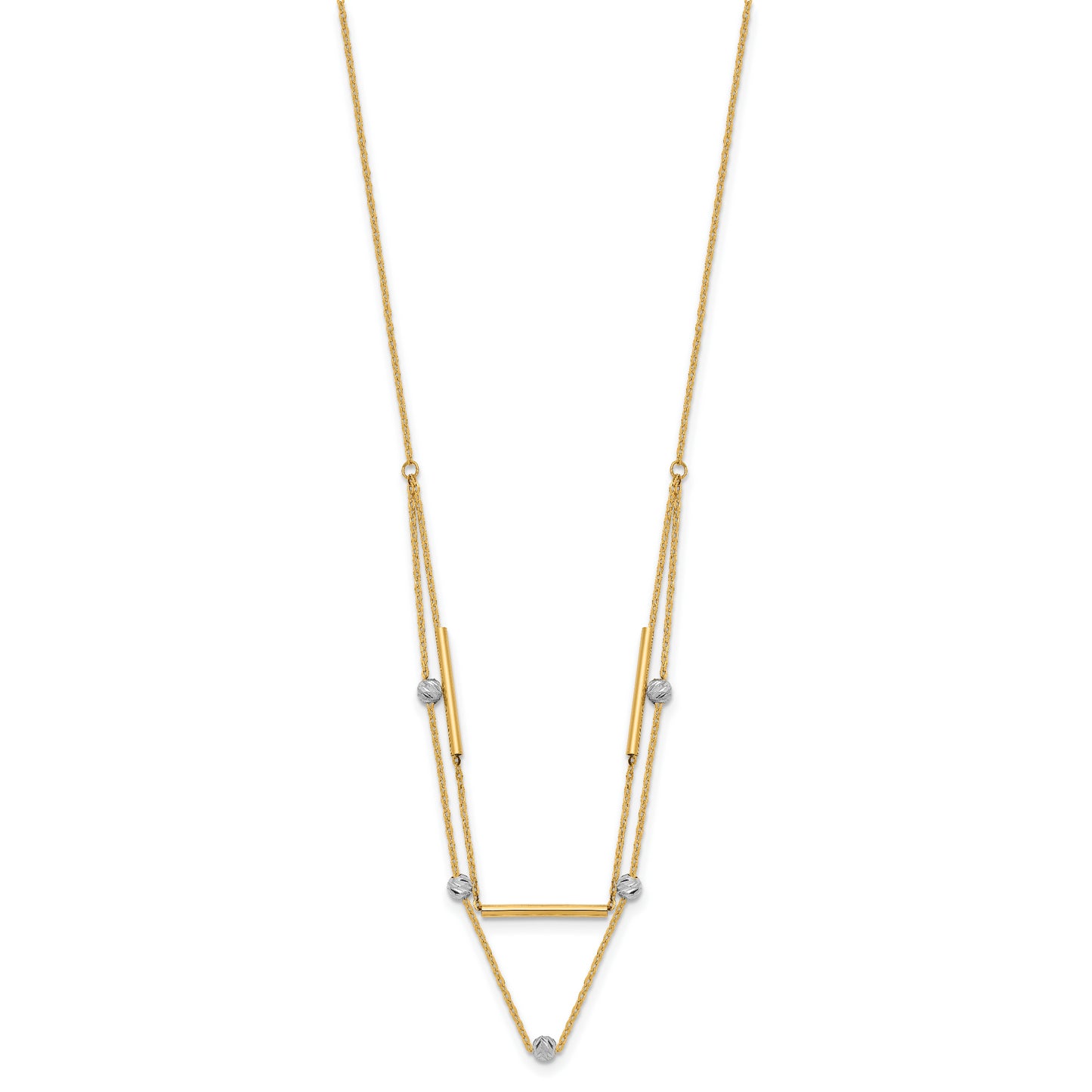 14K Two-tone D/C Beads Fancy 17in Necklace