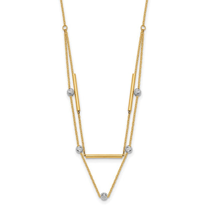 14K Two-tone D/C Beads Fancy 17in Necklace
