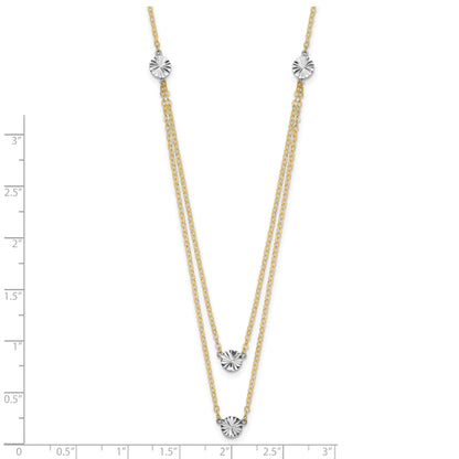 14K Two-tone Polished & D/C Discs Double Necklace