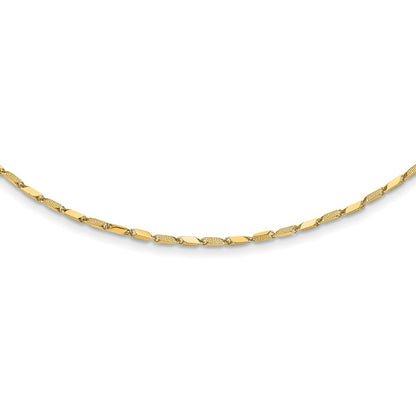 14K Polished and Textured Fancy Link 17in Necklace