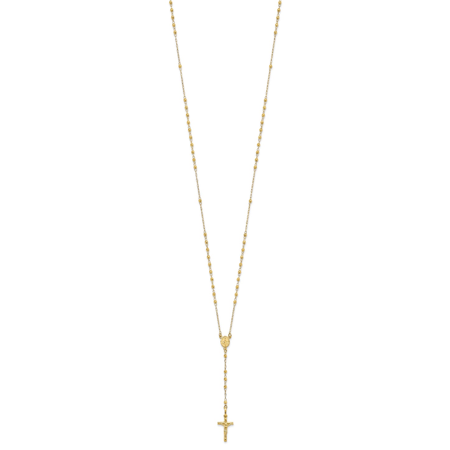 14K Polished Faceted Beads Rosary Necklace