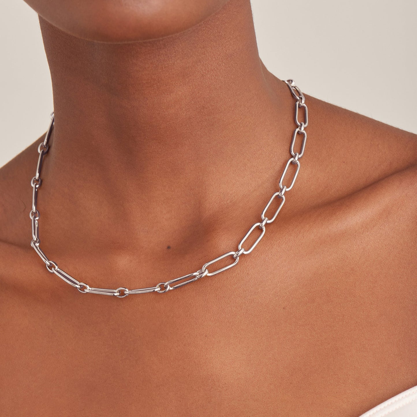 Silver Cable Connect Chunky Chain Necklace