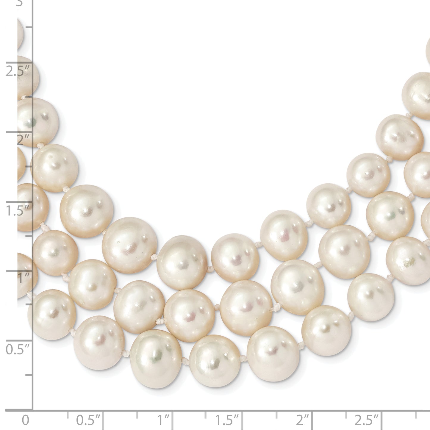 14K 5-9mm Semi-round White FWC Pearl Multi-strand Necklace