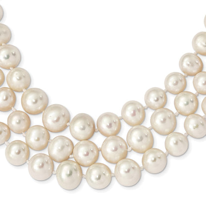 14K 5-9mm Semi-round White FWC Pearl Multi-strand Necklace