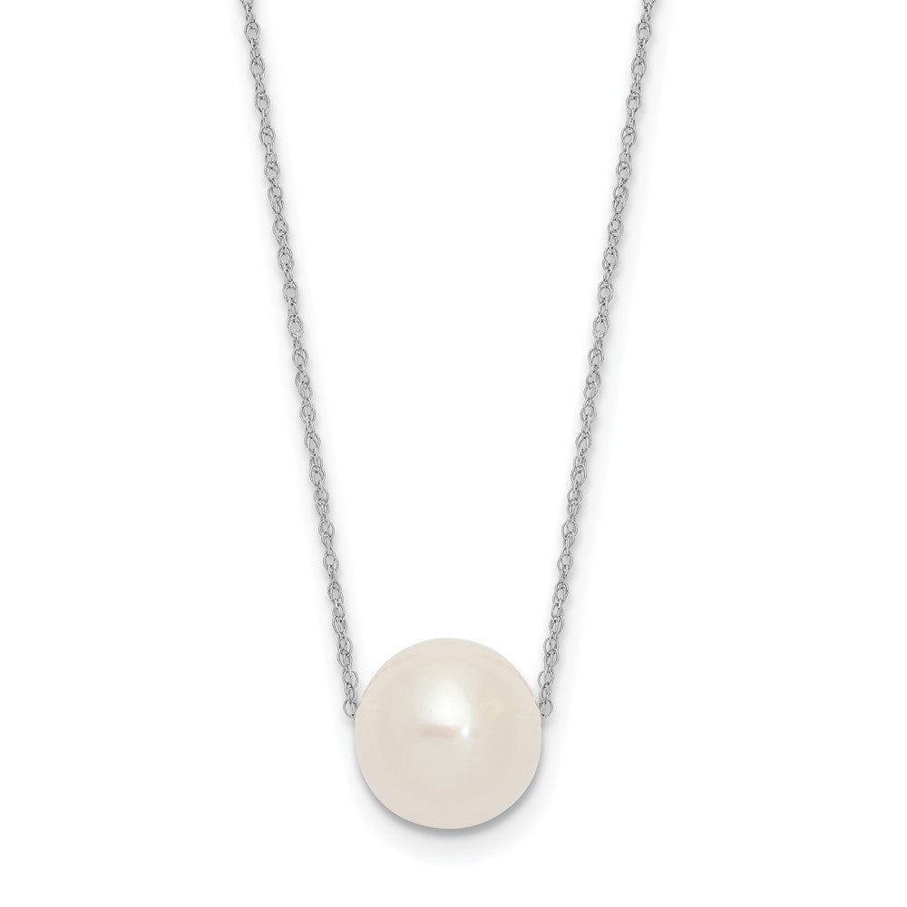 14K White Gold 10-11mm Round White FWC Pearl Rope Necklace
