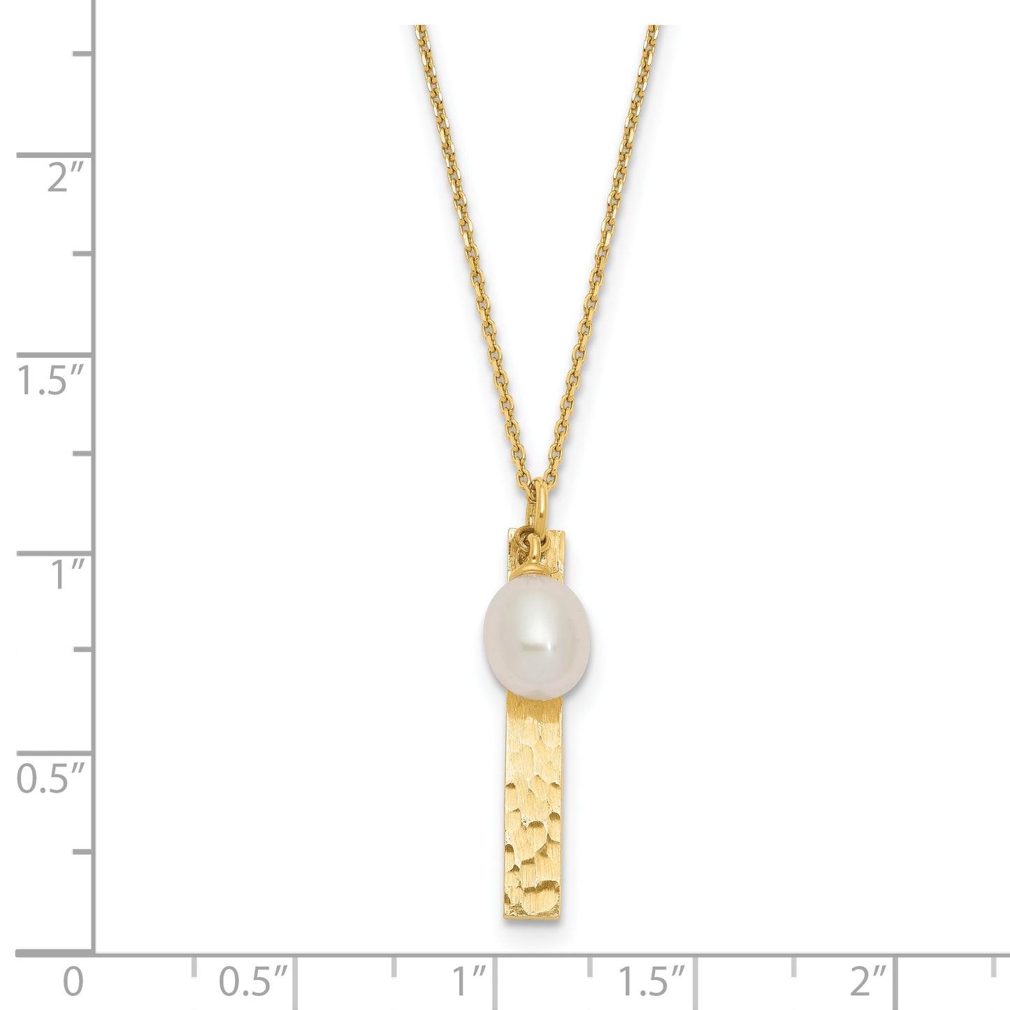 14K 6-7mm Rice White FWC Pearl Brushed Necklace