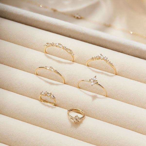 ADORA | Pear and Round White Sapphire Curved Ring
